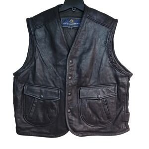 Cooper Outerwear Co Mens Black Genuine Leather Quilted Lined Vest Size L